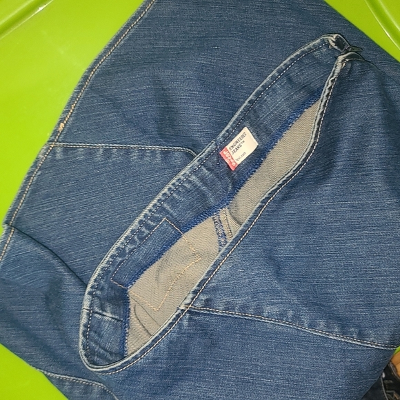 Levi's Engineered asymmetrical diagonal cut denim a-line knee length jeans skirt - Picture 12 of 12